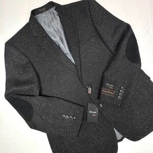 TIGLIO Luxe Novello Jacket Mens 42S Black Speckled Elbow Patch Wool‎ Blazer NWT